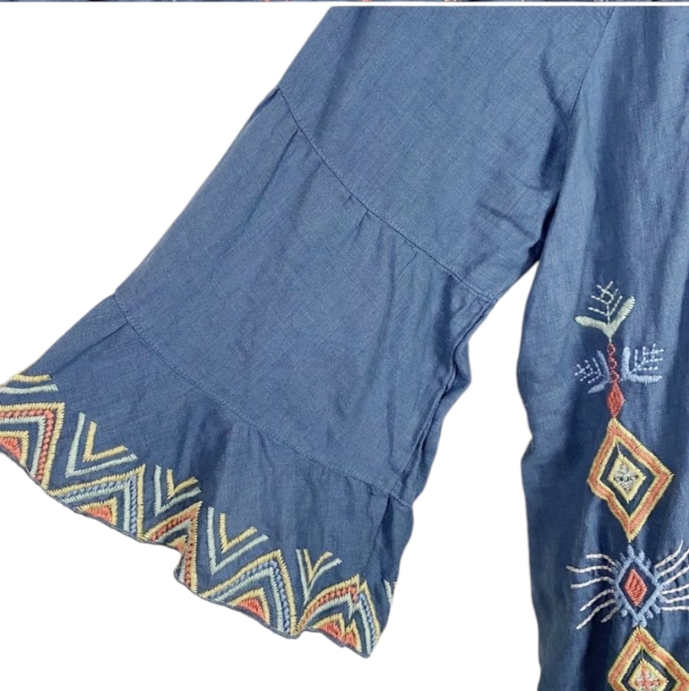 Johnny Was bell sleeve linen tunic size XS - Picture 3 of 7